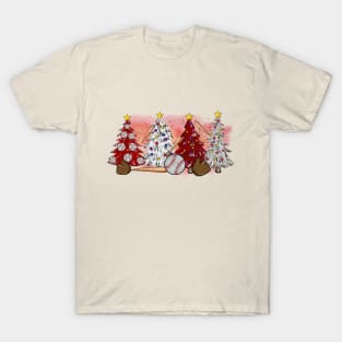 Softball Christmas Trees Xmas Gifts T-Shirt